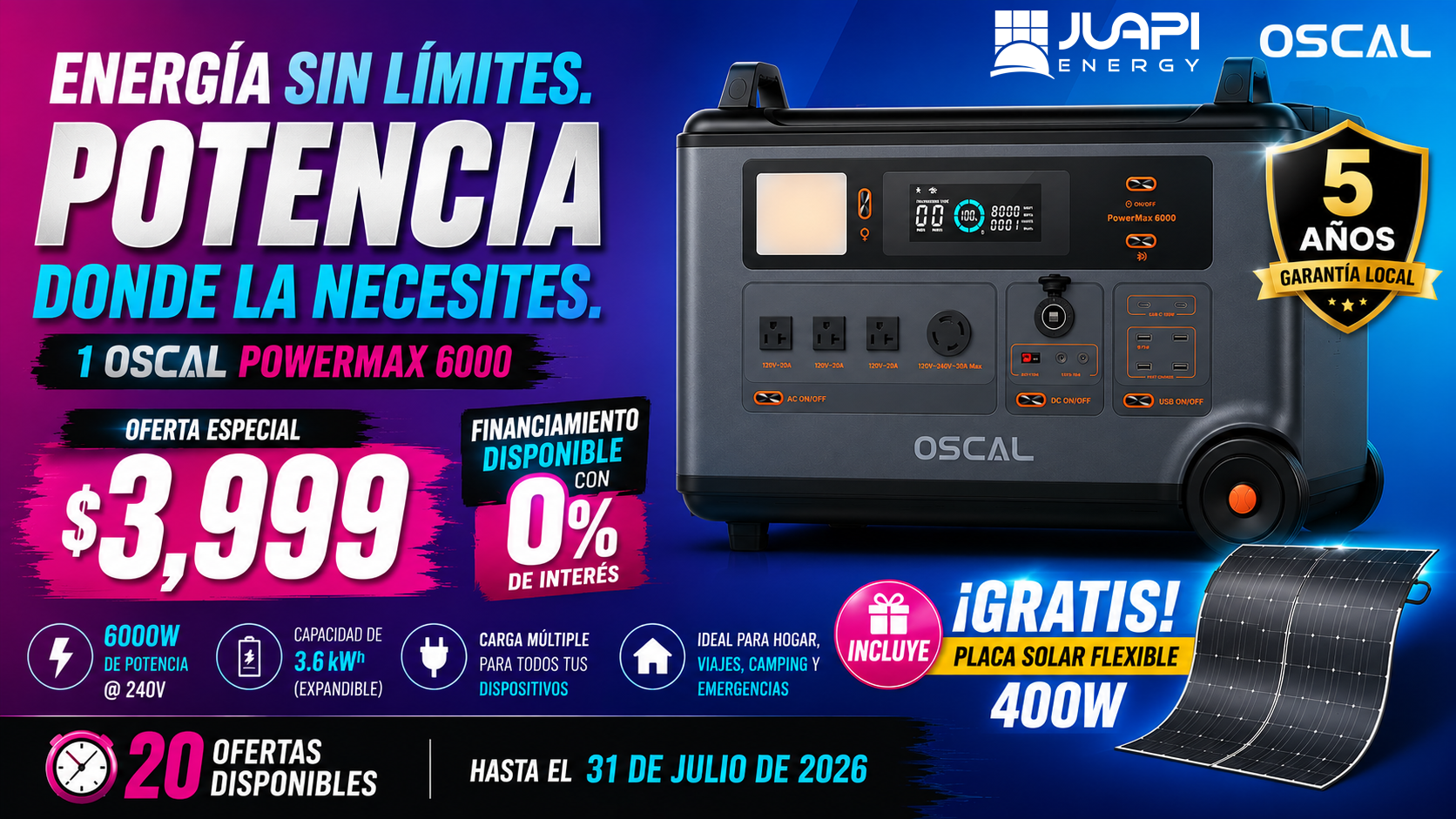 Oferta Oscal PowerMax 6000 generador portátil