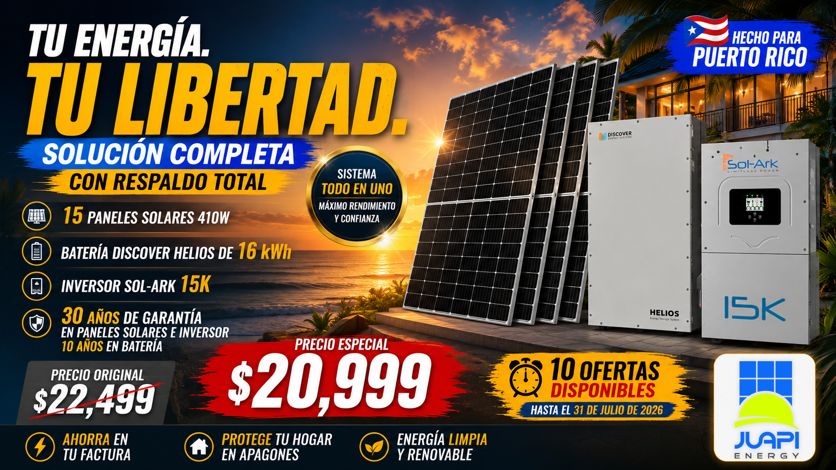 Oferta Discover 15 paneles 410W + batería 16 kWh